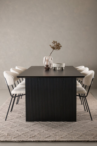 Venture Home Vail Matbord - Svart / Rökt Svart MDF +Chico Matsalsstol - Svart / Vit Boucle _6