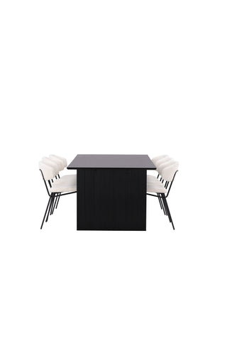Venture Home Vail Matbord - Svart / Rökt Svart MDF +Chico Matsalsstol - Svart / Vit Boucle _6