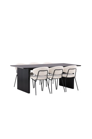 Venture Home Vail Matbord - Svart / Rökt Svart MDF +Chico Matsalsstol - Svart / Vit Boucle _6