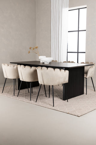 Venture Home Vail Matbord - Svart / Rökt Svart MDF +Limhamn Stol - Svart / Beige Sammet _6