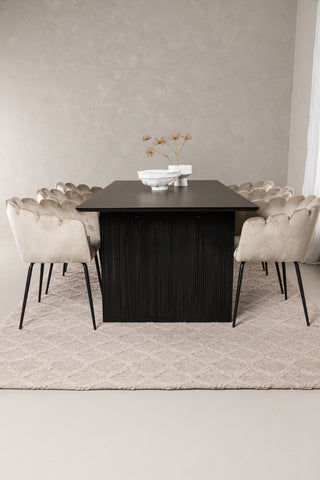 Venture Home Vail Matbord - Svart / Rökt Svart MDF +Limhamn Stol - Svart / Beige Sammet _6