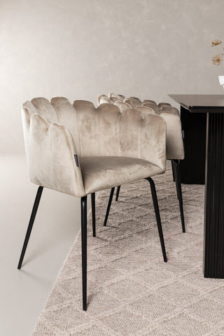 Venture Home Vail Matbord - Svart / Rökt Svart MDF +Limhamn Stol - Svart / Beige Sammet _6