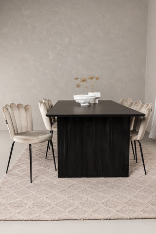 Venture Home Vail Matbord - Svart / Rökt Svart MDF +Limhamn Lätt Stol - Svart / Beige Sammet _6