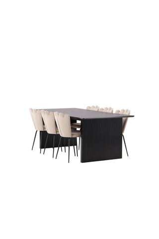 Venture Home Vail Matbord - Svart / Rökt Svart MDF +Limhamn Lätt Stol - Svart / Beige Sammet _6