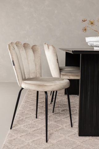 Venture Home Vail Matbord - Svart / Rökt Svart MDF +Limhamn Lätt Stol - Svart / Beige Sammet _6