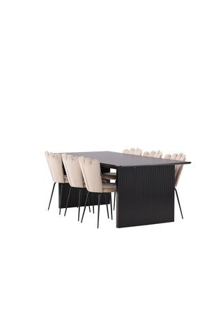 Venture Home Vail Matbord - Svart / Rökt Svart MDF +Limhamn Lätt Stol - Svart / Beige Sammet _6