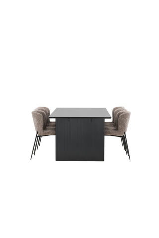 Venture Home Vail Matbord - Svart / Rökt Svart MDF + Modesto Matstol - Grå / Rökt Svart Boucle _6