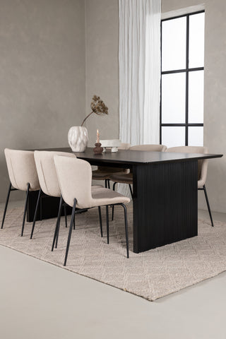 Venture Home Vail Matbord - Svart / Rökt Svart MDF + Modesto Matstol - Grå / Rökt Svart Boucle _6