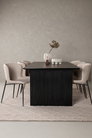 Venture Home Vail Matbord - Svart / Rökt Svart MDF + Modesto Matstol - Grå / Rökt Svart Boucle _6