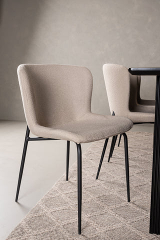 Venture Home Vail Matbord - Svart / Rökt Svart MDF + Modesto Matstol - Grå / Rökt Svart Boucle _6