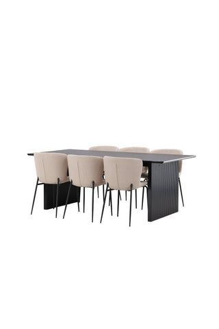 Venture Home Vail Matbord - Svart / Rökt Svart MDF + Modesto Matstol - Grå / Rökt Svart Boucle _6
