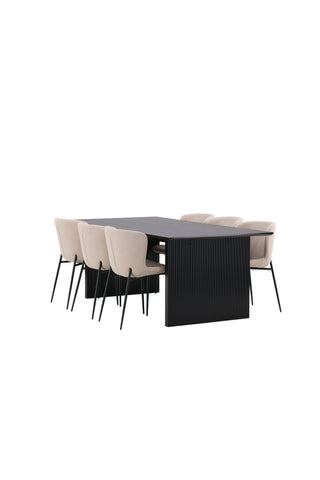 Venture Home Vail Matbord - Svart / Rökt Svart MDF + Modesto Matstol - Grå / Rökt Svart Boucle _6