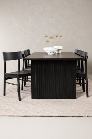 Venture Home Vail Matbord - Svart / Rökt Svart MDF + Montros Matstol - Naturligt / Naturgummiträ _6
