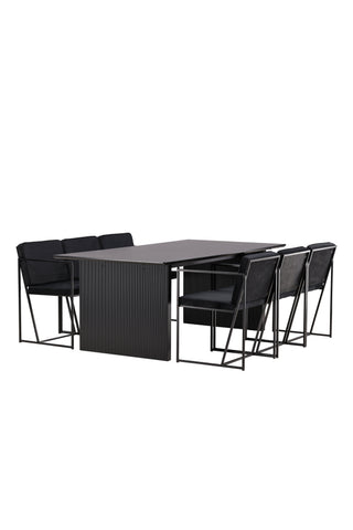 Venture Home Vail Matbord - Svart / Rökt Svart MDF +Richmond Matstol - Svart / Svart Sammet _6