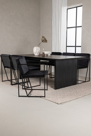 Venture Home Vail Matbord - Svart / Rökt Svart MDF +Richmond Matstol - Svart / Svart Sammet _6