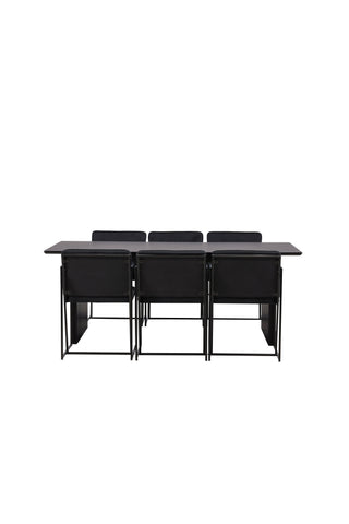 Venture Home Vail Matbord - Svart / Rökt Svart MDF +Richmond Matstol - Svart / Svart Sammet _6