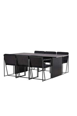 Venture Home Vail Matbord - Svart / Rökt Svart MDF +Richmond Matstol - Svart / Svart Sammet _6