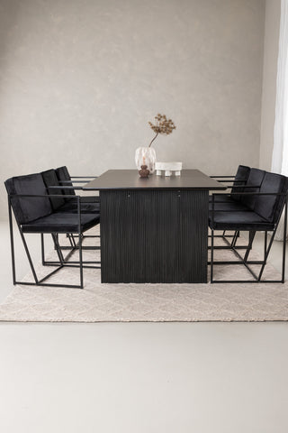 Venture Home Vail Matbord - Svart / Rökt Svart MDF +Richmond Matstol - Svart / Svart Sammet _6
