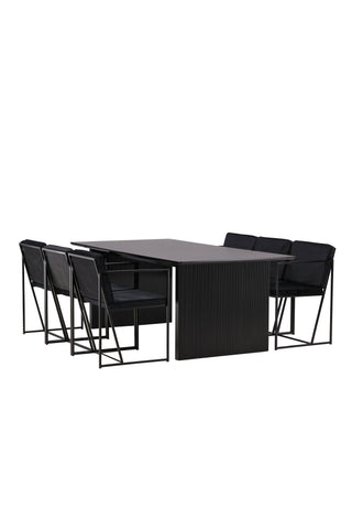 Venture Home Vail Matbord - Svart / Rökt Svart MDF +Richmond Matstol - Svart / Svart Sammet _6
