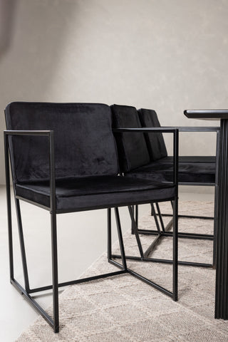 Venture Home Vail Matbord - Svart / Rökt Svart MDF +Richmond Matstol - Svart / Svart Sammet _6
