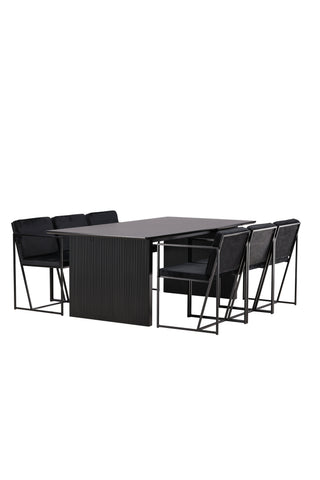 Venture Home Vail Matbord - Svart / Rökt Svart MDF +Richmond Matstol - Svart / Svart Sammet _6
