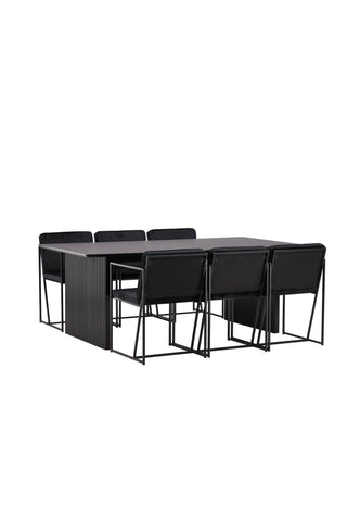 Venture Home Vail Matbord - Svart / Rökt Svart MDF +Richmond Matstol - Svart / Svart Sammet _6