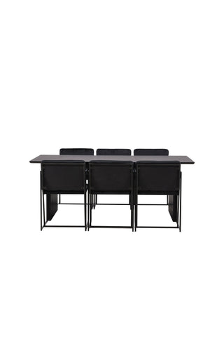 Venture Home Vail Matbord - Svart / Rökt Svart MDF +Richmond Matstol - Svart / Svart Sammet _6