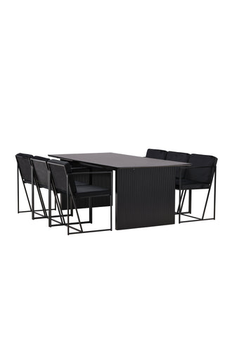 Venture Home Vail Matbord - Svart / Rökt Svart MDF +Richmond Matstol - Svart / Svart Sammet _6
