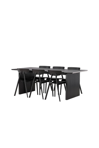 Venture Home Vail Matbord - Svart / Rökt Svart MDF +Ursholmen Matstol - Svart Polypropylen _6