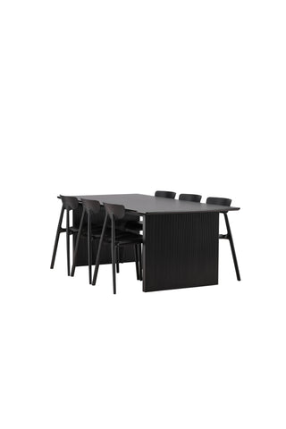 Venture Home Vail Matbord - Svart / Rökt Svart MDF +Ursholmen Matstol - Svart Polypropylen _6