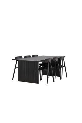 Venture Home Vail Matbord - Svart / Rökt Svart MDF +Ursholmen Matstol - Svart Polypropylen _6