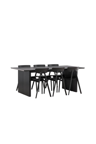 Venture Home Vail Matbord - Svart / Rökt Svart MDF +Ursholmen Matstol - Svart Polypropylen _6