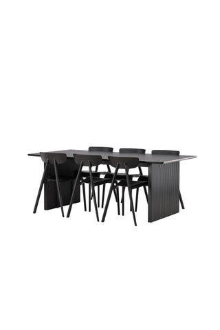 Venture Home Vail Matbord - Svart / Rökt Svart MDF +Ursholmen Matstol - Svart Polypropylen _6