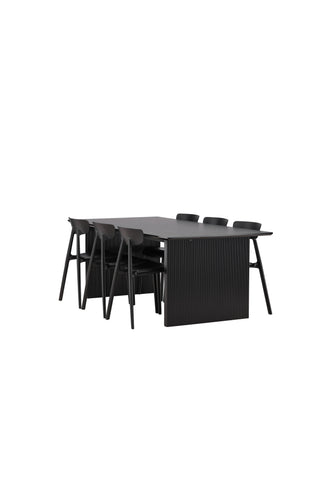 Venture Home Vail Matbord - Svart / Rökt Svart MDF +Ursholmen Matstol - Svart Polypropylen _6