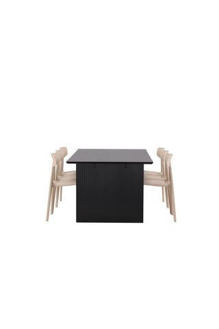 Venture Home Vail Matbord - Svart / Rökt Svart MDF +Åstol Matstol - Natur Träplastkomposit _6