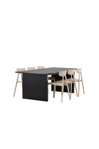 Venture Home Vail Matbord - Svart / Rökt Svart MDF +Ursholmen Matstol - Natur/beige Polypropylen _6