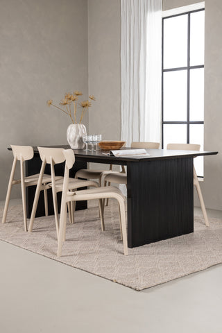 Venture Home Vail Matbord - Svart / Rökt Svart MDF +Ursholmen Matstol - Natur/beige Polypropylen _6