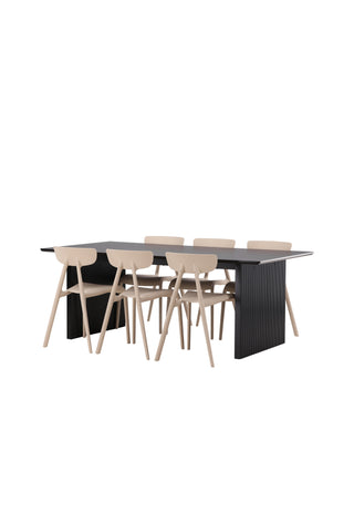 Venture Home Vail Matbord - Svart / Rökt Svart MDF +Ursholmen Matstol - Natur/beige Polypropylen _6