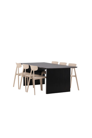 Venture Home Vail Matbord - Svart / Rökt Svart MDF +Ursholmen Matstol - Natur/beige Polypropylen _6