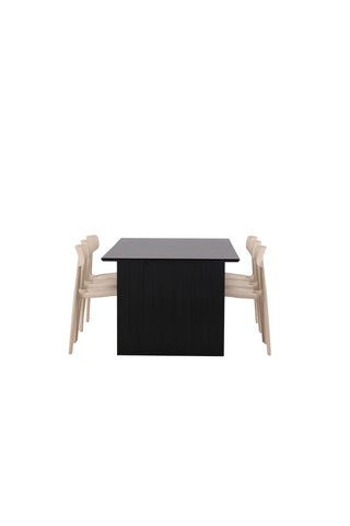 Venture Home Vail Matbord - Svart / Rökt Svart MDF +Ursholmen Matstol - Natur/beige Polypropylen _6