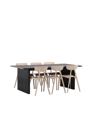 Venture Home Vail Matbord - Svart / Rökt Svart MDF +Ursholmen Matstol - Natur/beige Polypropylen _6