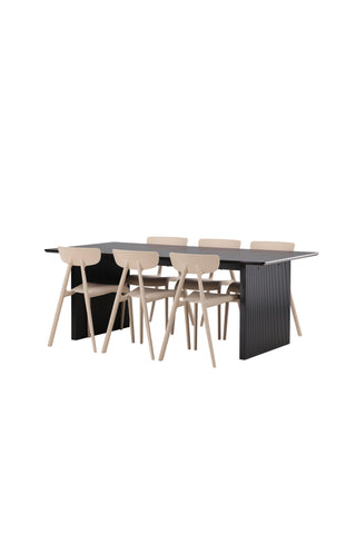 Venture Home Vail Matbord - Svart / Rökt Svart MDF +Ursholmen Matstol - Natur/beige Polypropylen _6