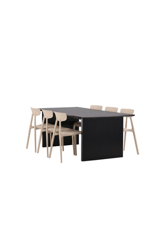 Venture Home Vail Matbord - Svart / Rökt Svart MDF +Ursholmen Matstol - Natur/beige Polypropylen _6