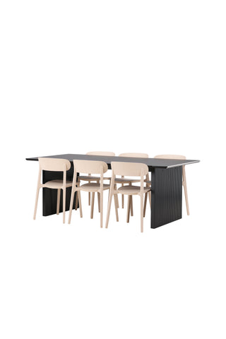 Venture Home Vail Matbord - Svart / Rökt Svart MDF +Åstol Matstol - Natur Träplastkomposit _6