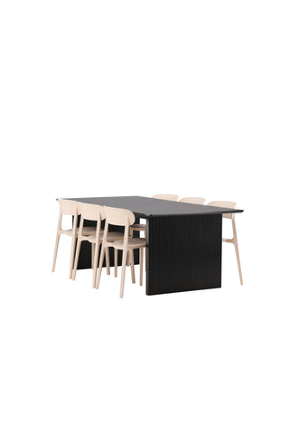 Venture Home Vail Matbord - Svart / Rökt Svart MDF +Åstol Matstol - Natur Träplastkomposit _6