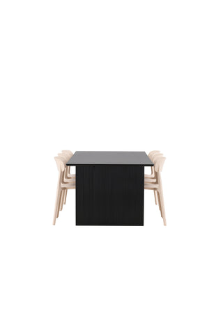 Venture Home Vail Matbord - Svart / Rökt Svart MDF +Åstol Matstol - Natur Träplastkomposit _6