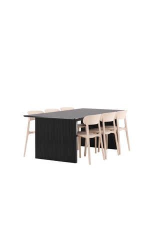 Venture Home Vail Matbord - Svart / Rökt Svart MDF +Åstol Matstol - Natur Träplastkomposit _6