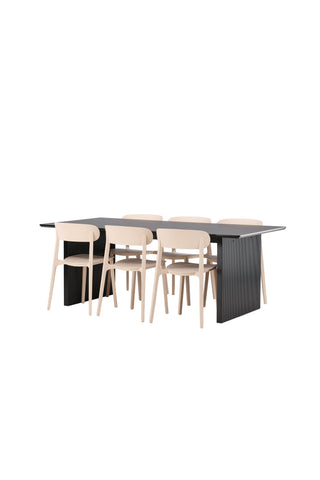 Venture Home Vail Matbord - Svart / Rökt Svart MDF +Åstol Matstol - Natur Träplastkomposit _6