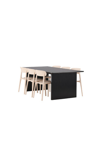 Venture Home Vail Matbord - Svart / Rökt Svart MDF +Åstol Matstol - Natur Träplastkomposit _6