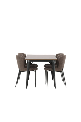 Venture Home Ovalt matbord i sten - Svart / Moccafaner +Limhamn Light Chair_4+ Limhamn Chair - Svart / Beige Sammet _2